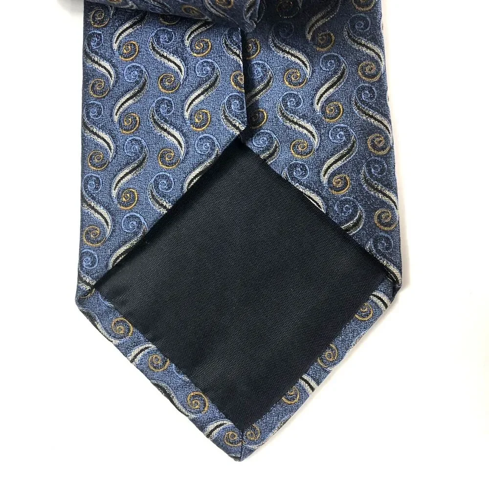 Jacobs & Roberts Silk Tie Exclusively Parisian Blue Swirl Paisley Handsewn USA